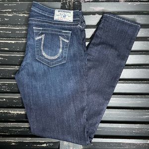 TRUE RELIGION Swarovski Bling Dark Wash Skinny Jeans